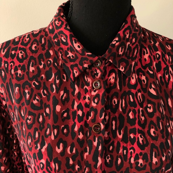 Women’s Zara Red animal print long sleeve cropped blouse size XS - Picture 3 of 13